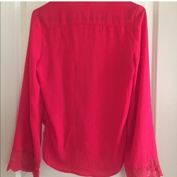 Jealous tomato faux wrap lace bell sleeve blouse - Picture 5 of 7